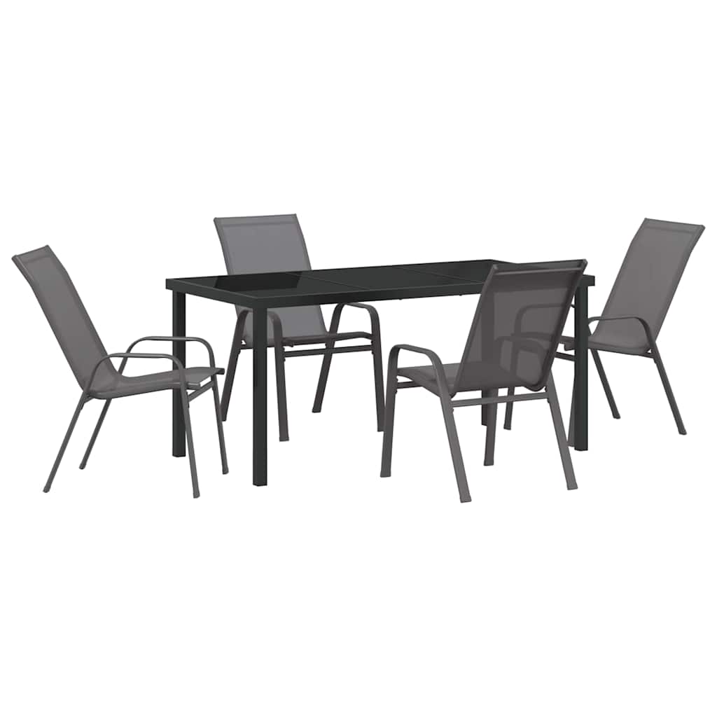 Ensemble de salle à manger pour jardin 5 pcs Gris et Noir - XIOS