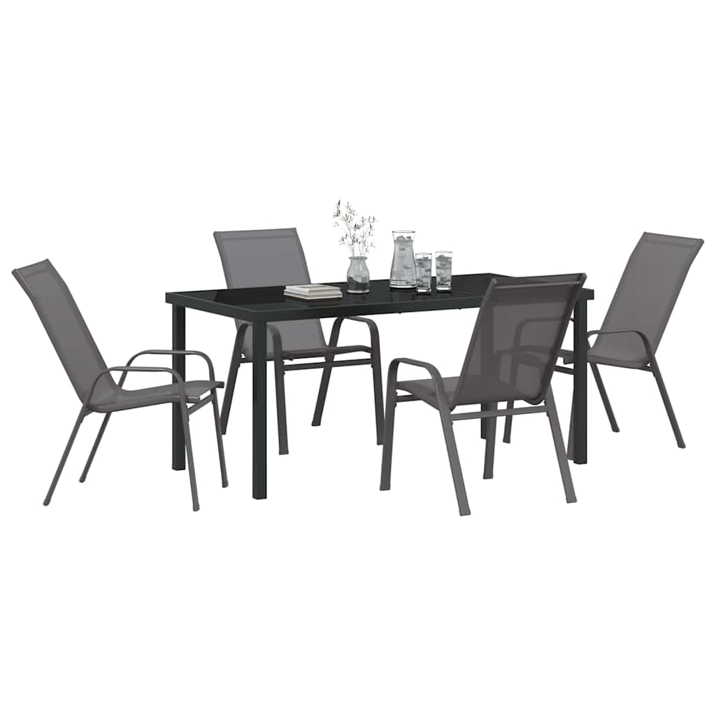 Ensemble de salle à manger pour jardin 5 pcs Gris et Noir - XIOS