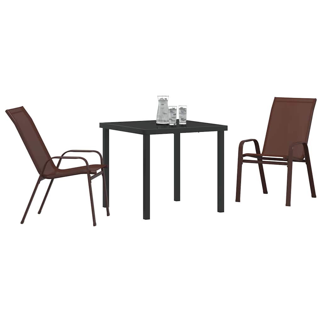 Ensemble de salle à manger pour jardin 3 pcs Marron et Noir - XIOS