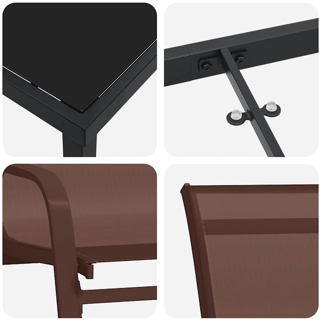 Ensemble de salle à manger pour jardin 5 pcs Marron et Noir - XIOS