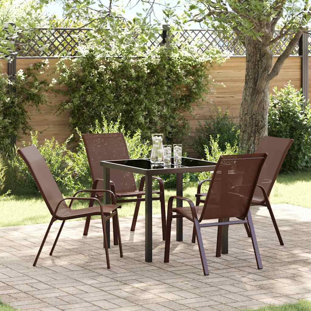 Ensemble de salle à manger pour jardin 5 pcs Marron et Noir - XIOS