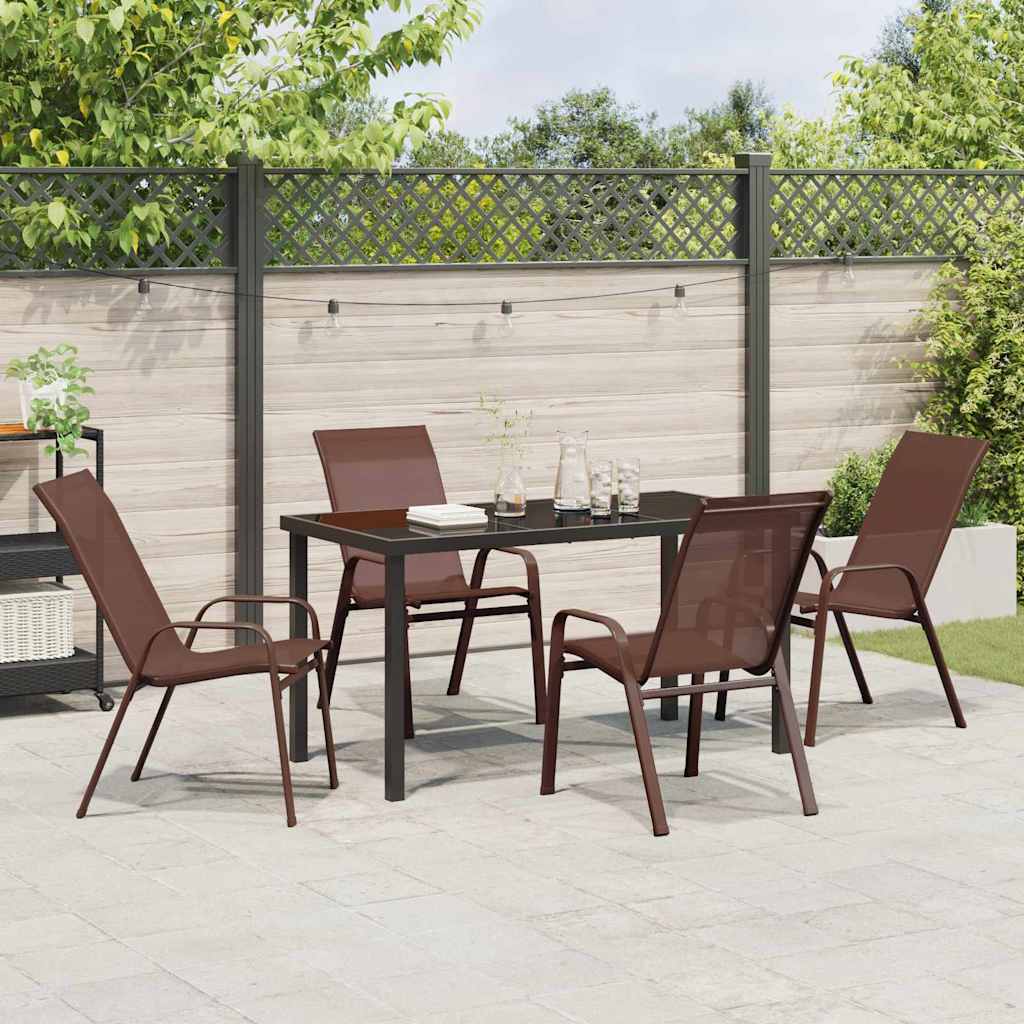 Ensemble de salle à manger pour jardin 5 pcs Marron et Noir - XIOS
