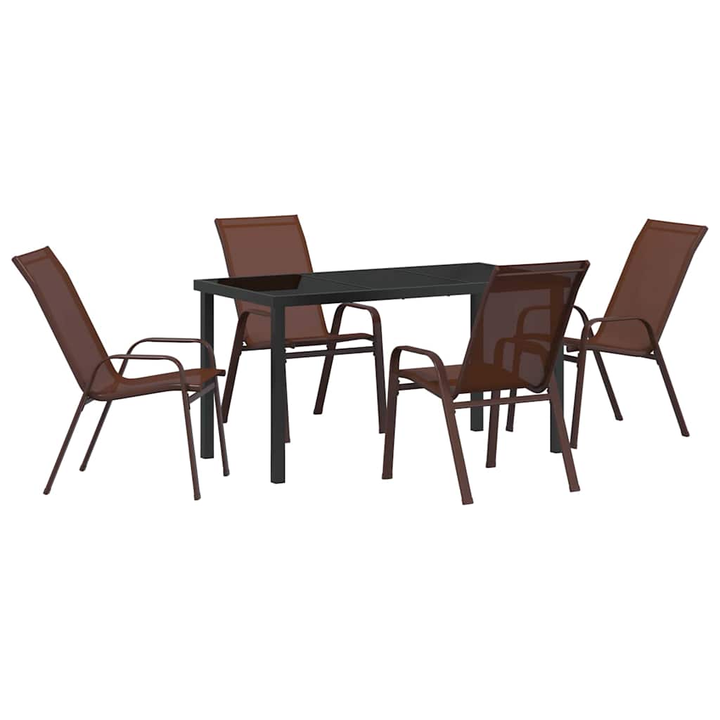 Ensemble de salle à manger pour jardin 5 pcs Marron et Noir - XIOS