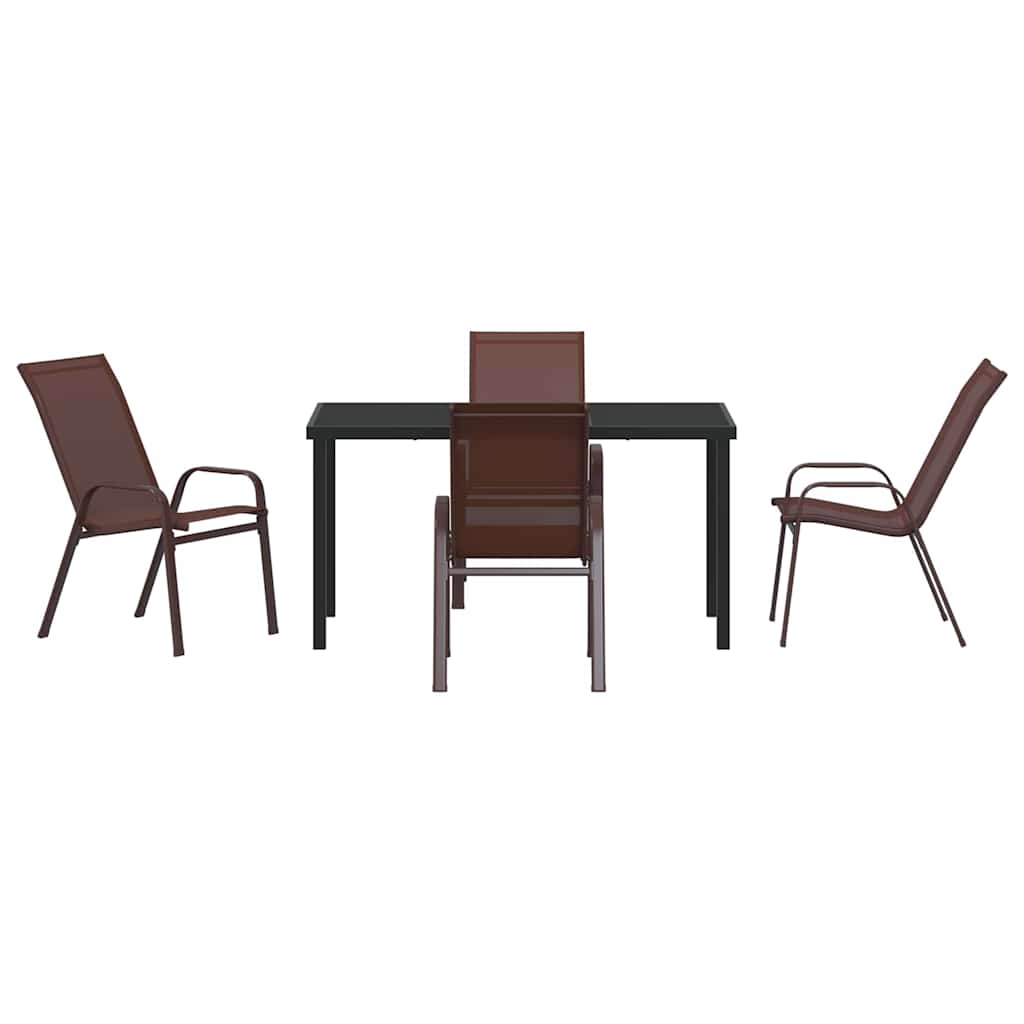 Ensemble de salle à manger pour jardin 5 pcs Marron et Noir - XIOS
