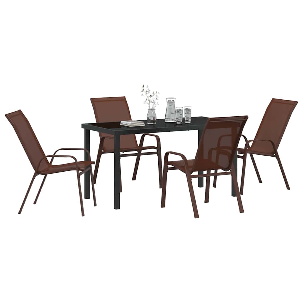 Ensemble de salle à manger pour jardin 5 pcs Marron et Noir - XIOS