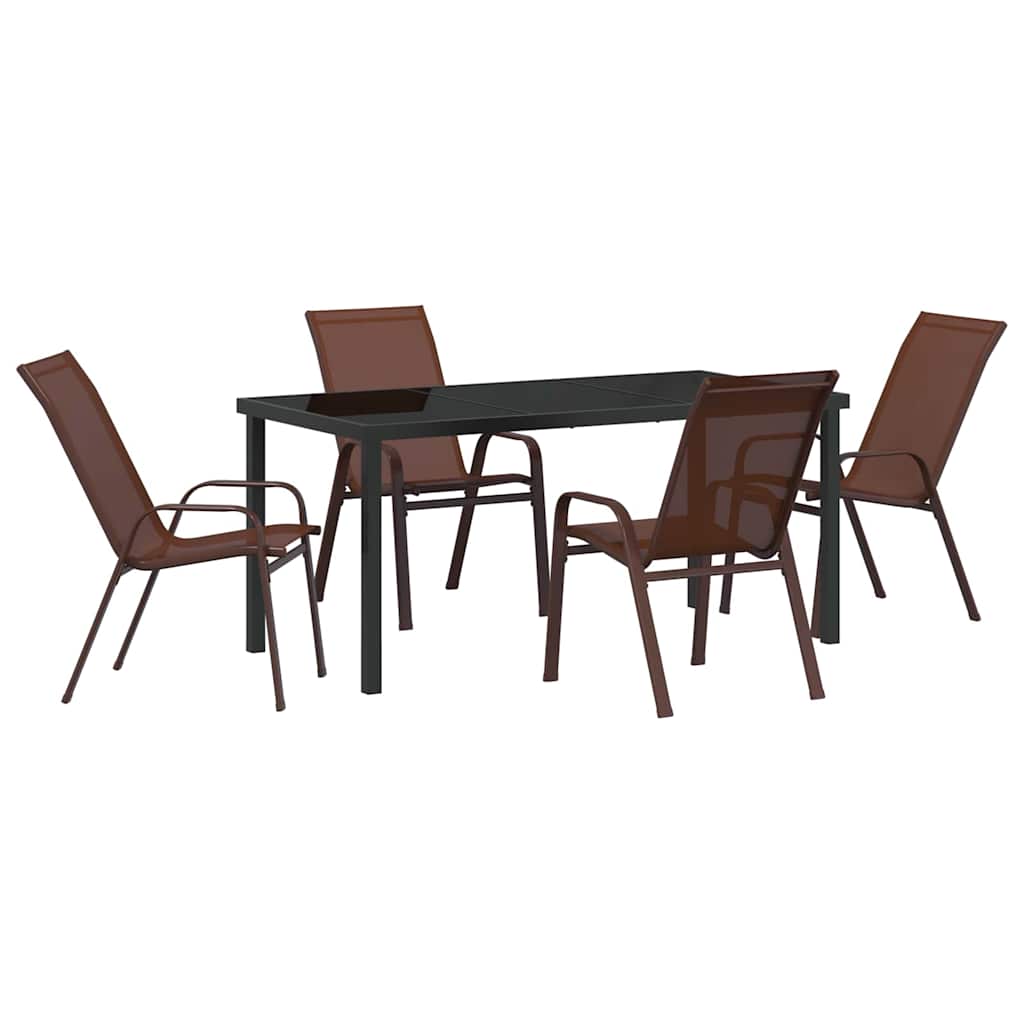 Ensemble de salle à manger pour jardin 5 pcs Marron et Noir - XIOS