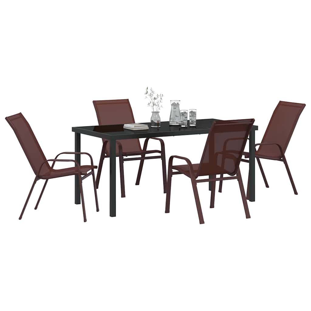 Ensemble de salle à manger pour jardin 5 pcs Marron et Noir - XIOS