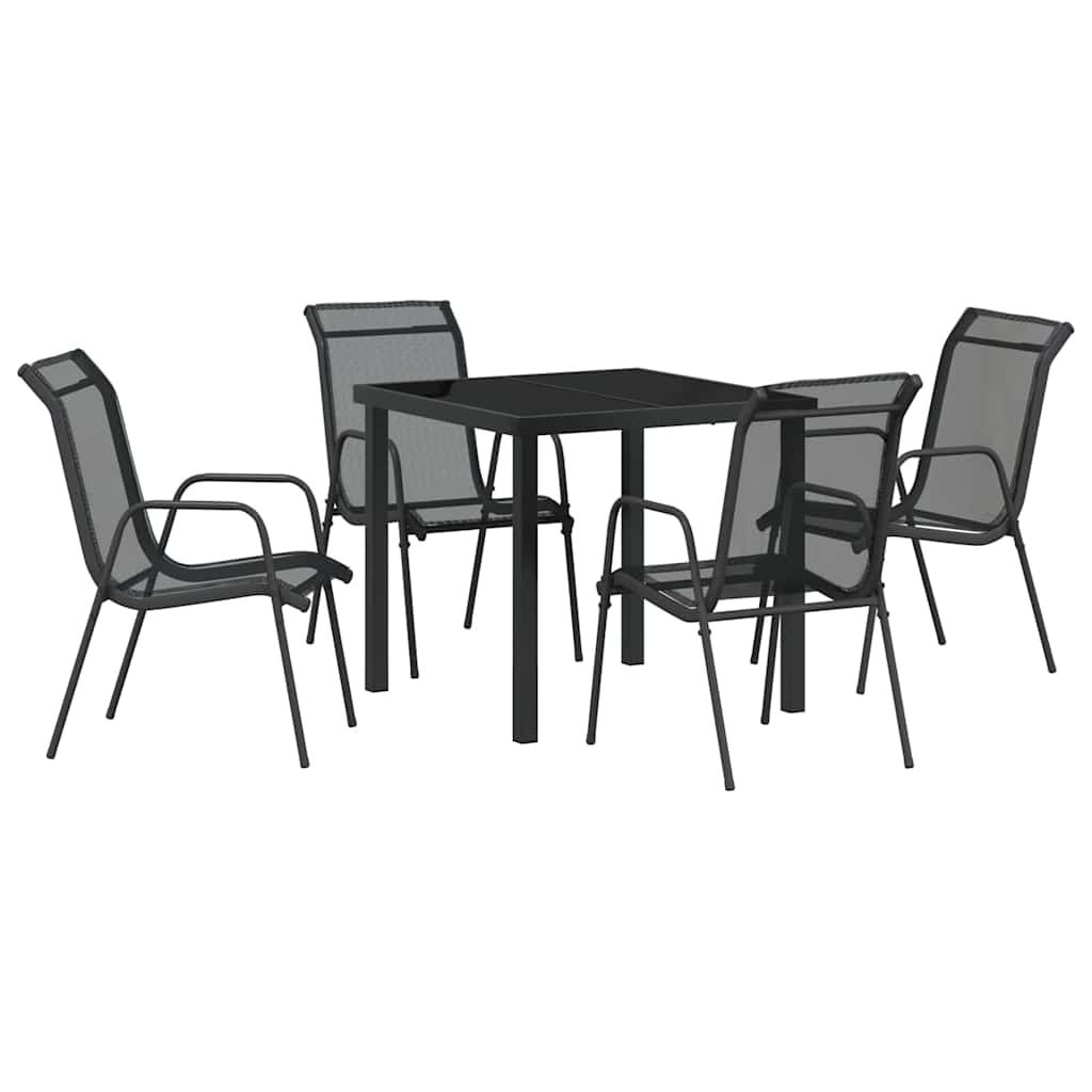 Ensemble de salle à manger pour jardin 5 pcs Noir - XIOS