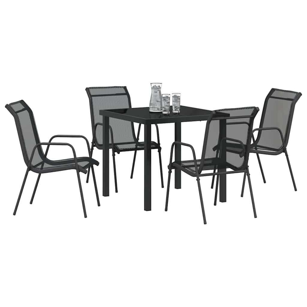 Ensemble de salle à manger pour jardin 5 pcs Noir - XIOS