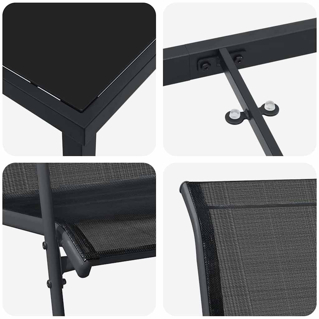 Ensemble de salle à manger pour jardin 5 pcs Noir - XIOS