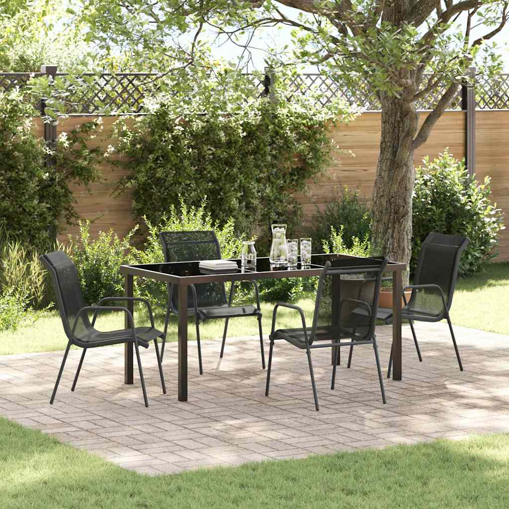 Ensemble de salle à manger pour jardin 5 pcs Noir - XIOS