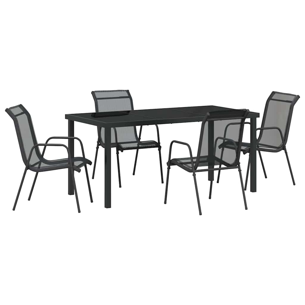Ensemble de salle à manger pour jardin 5 pcs Noir - XIOS