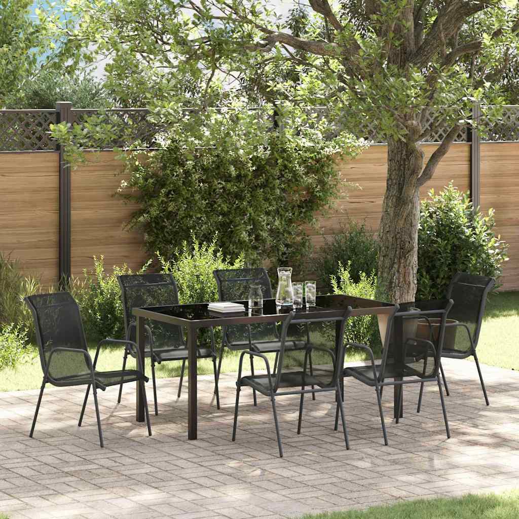 Ensemble de salle à manger pour jardin 7 pcs Noir - XIOS