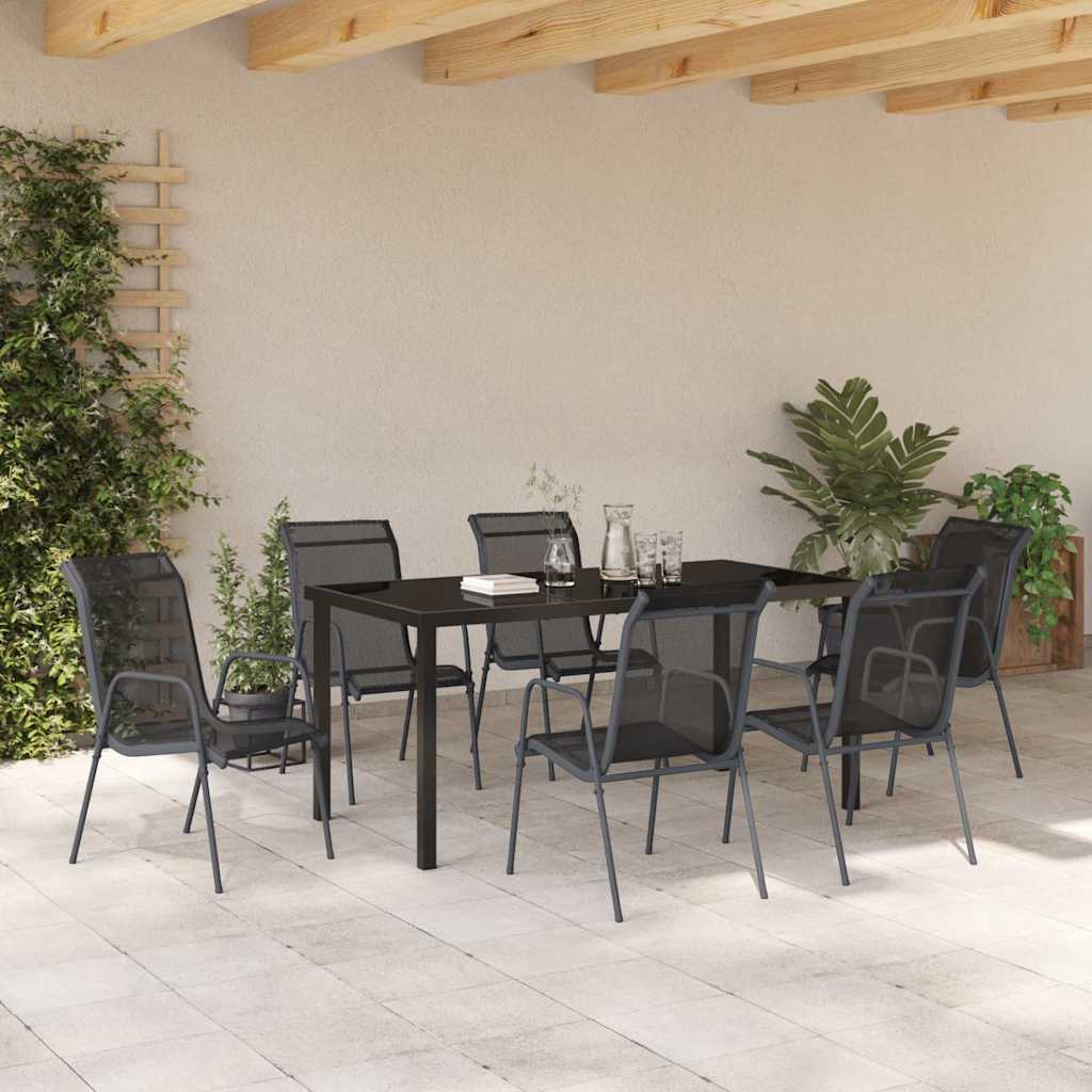 Ensemble de salle à manger pour jardin 7 pcs Noir - XIOS