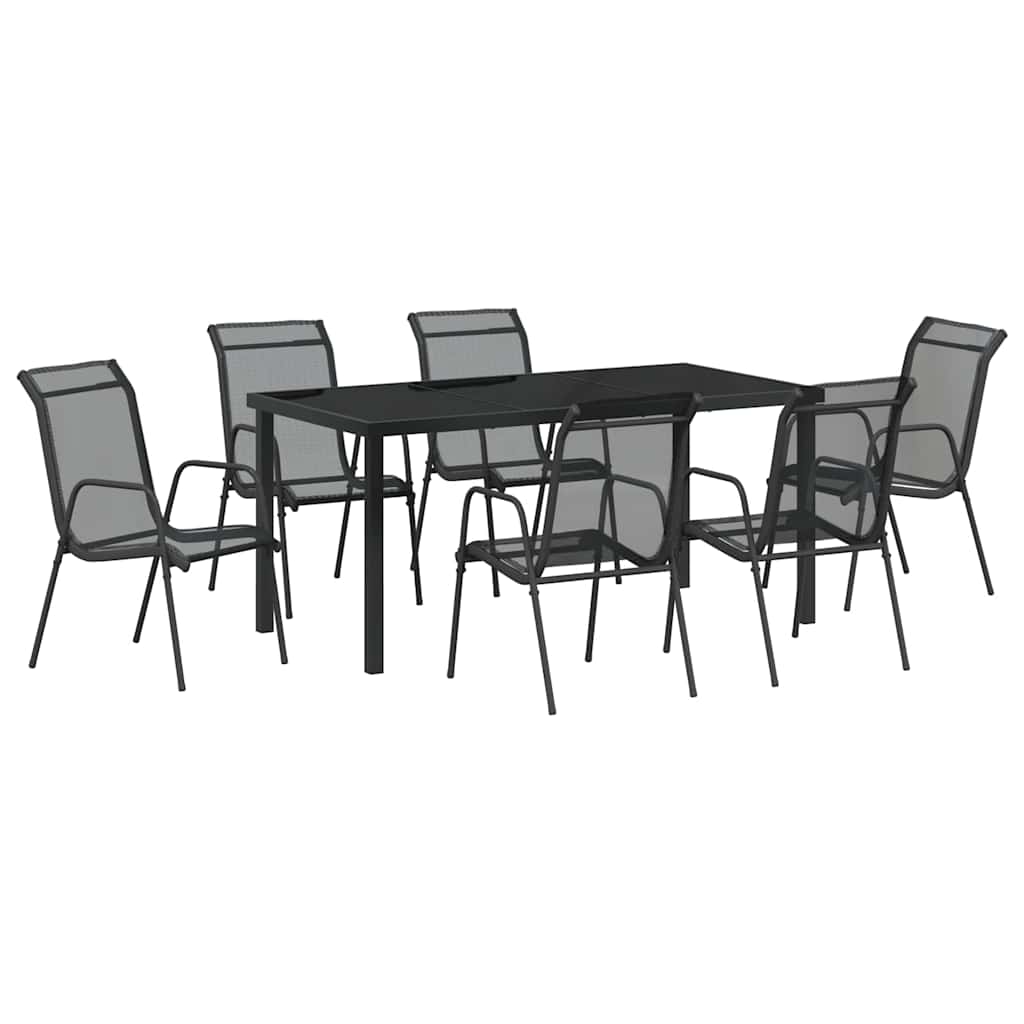 Ensemble de salle à manger pour jardin 7 pcs Noir - XIOS