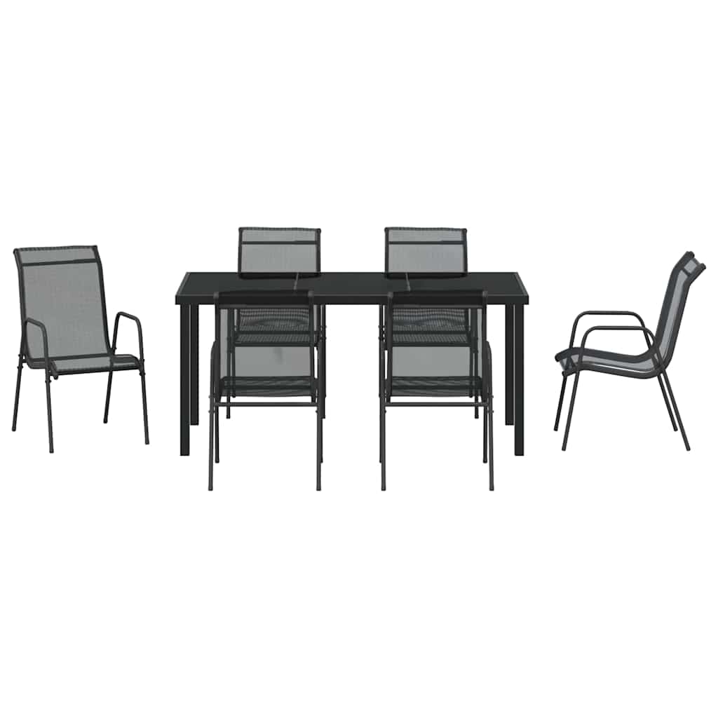 Ensemble de salle à manger pour jardin 7 pcs Noir - XIOS