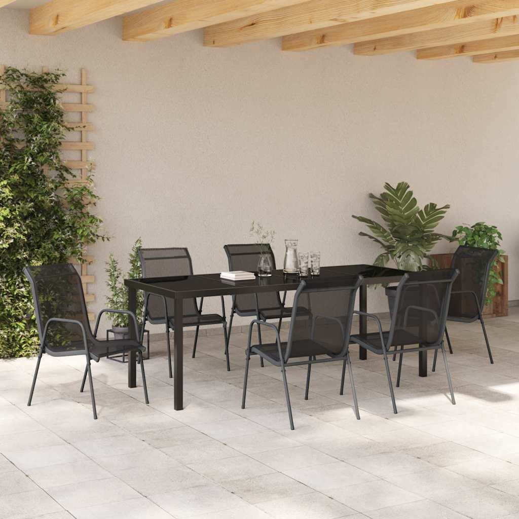 Ensemble de salle à manger pour jardin 7 pcs Noir - XIOS