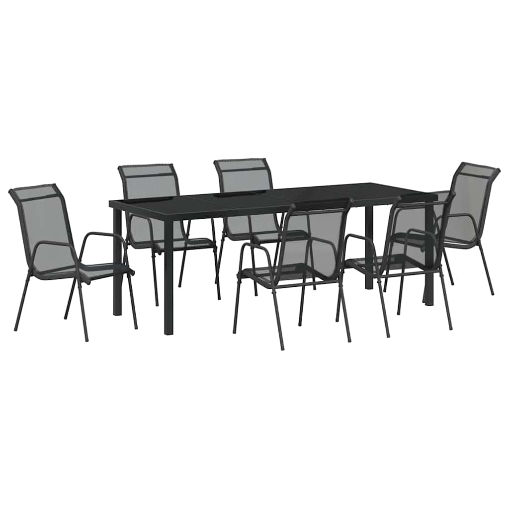 Ensemble de salle à manger pour jardin 7 pcs Noir - XIOS