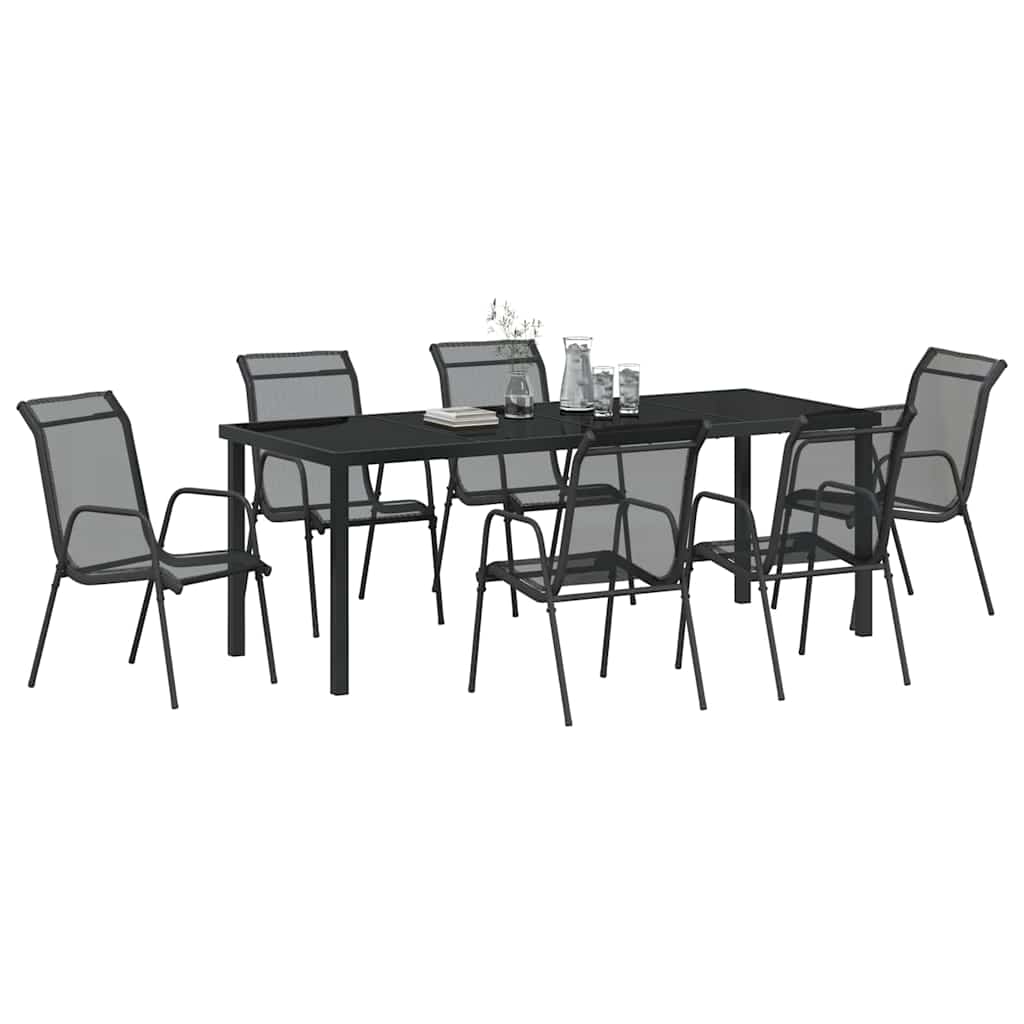 Ensemble de salle à manger pour jardin 7 pcs Noir - XIOS