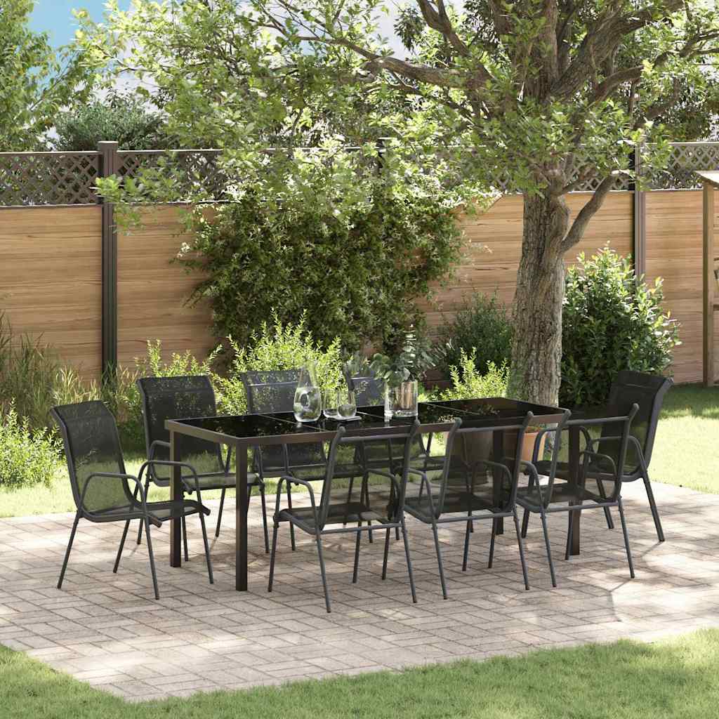Ensemble de salle à manger pour jardin 9 pcs Noir - XIOS