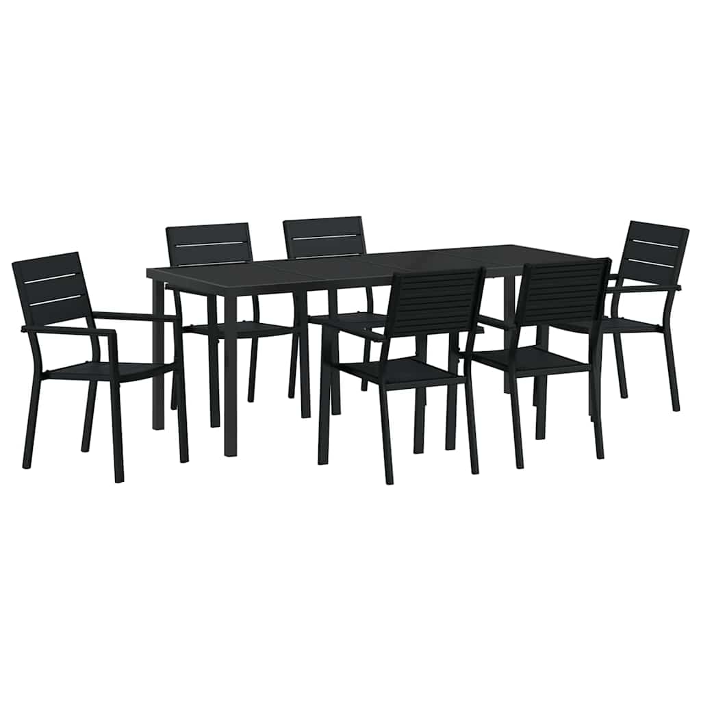 Ensemble de salle à manger pour jardin 7 pcs Noir - XIOS