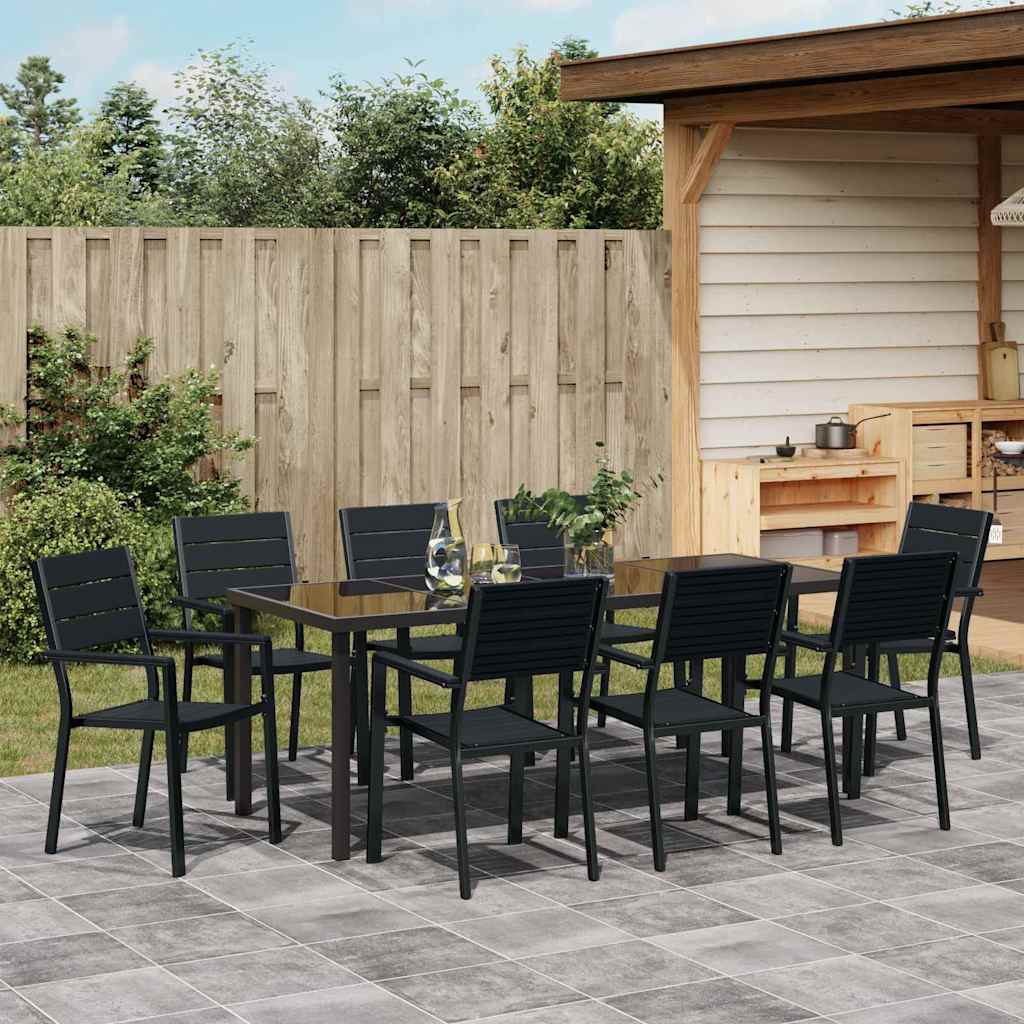 Ensemble de salle à manger pour jardin 9 pcs Noir - XIOS