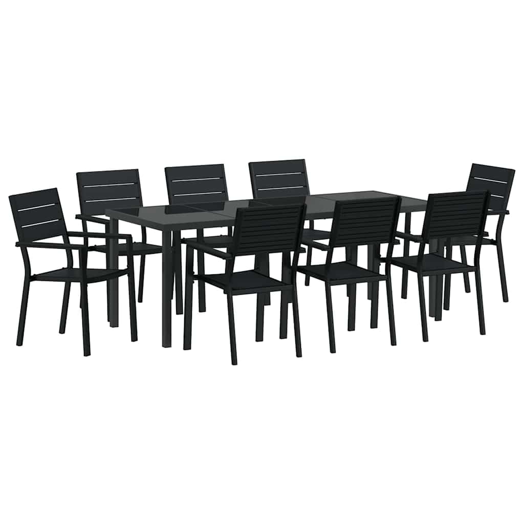Ensemble de salle à manger pour jardin 9 pcs Noir - XIOS
