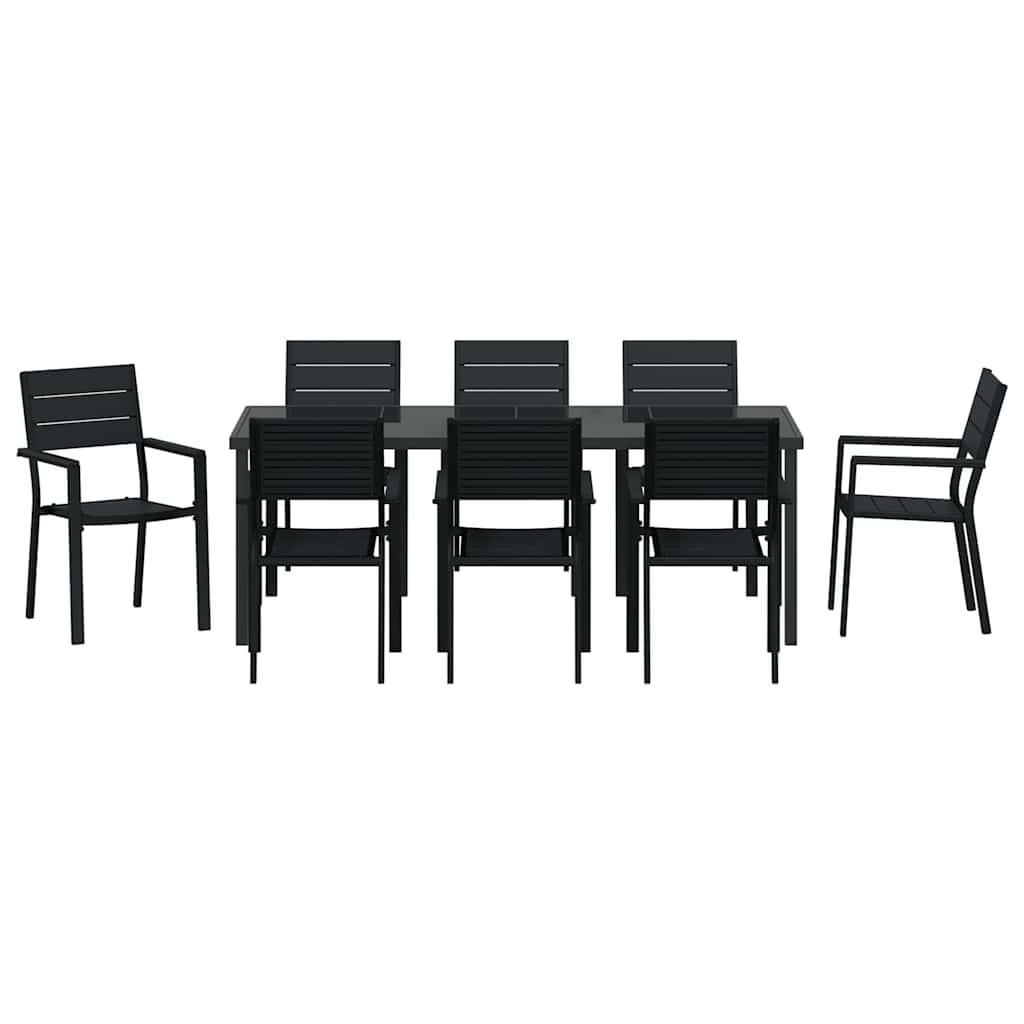 Ensemble de salle à manger pour jardin 9 pcs Noir - XIOS
