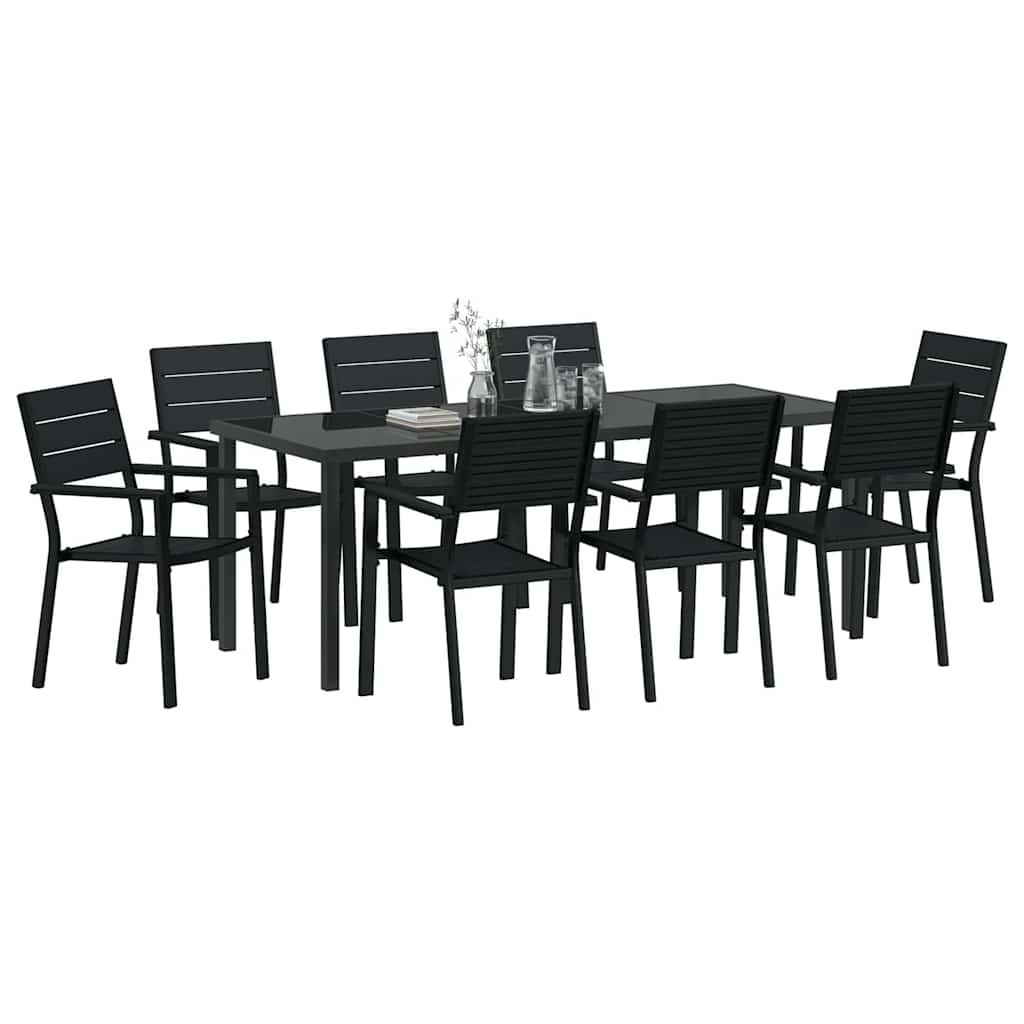 Ensemble de salle à manger pour jardin 9 pcs Noir - XIOS