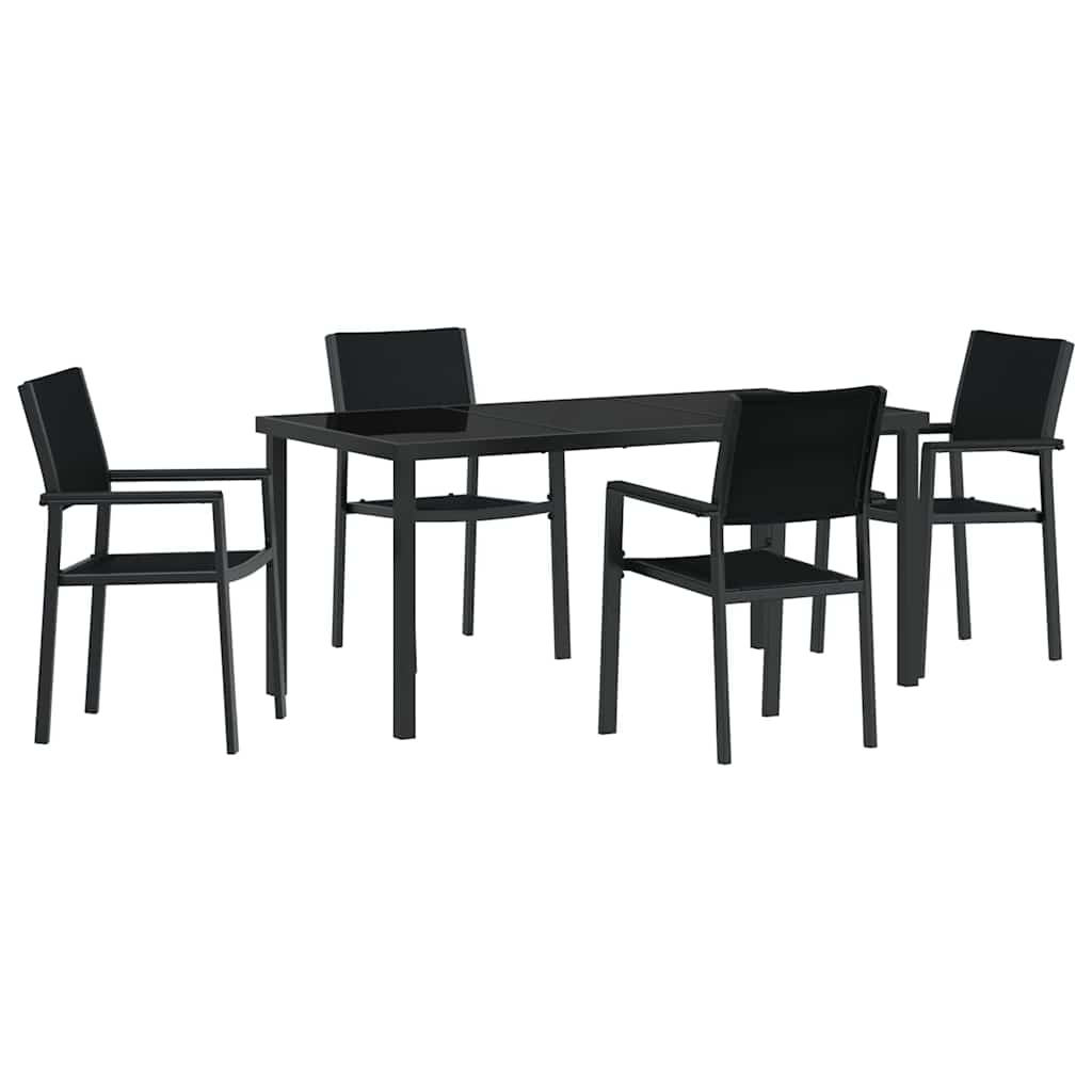 Ensemble de salle à manger pour jardin 5 pcs Noir - XIOS