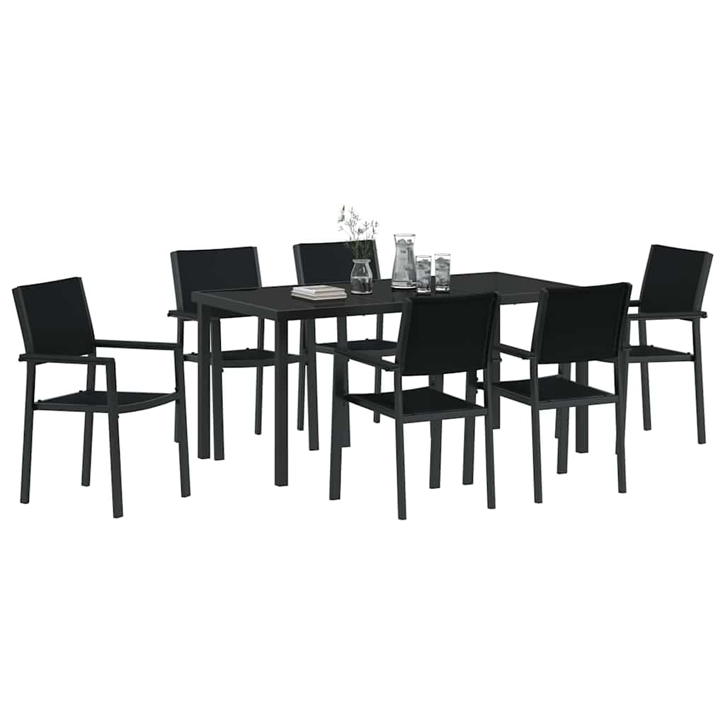 Ensemble de salle à manger pour jardin 7 pcs Noir - XIOS