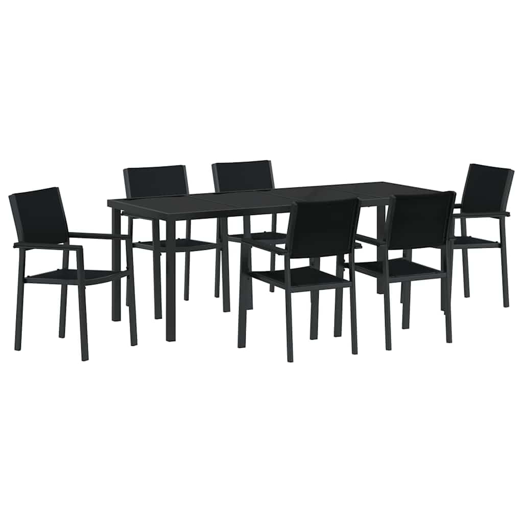 Ensemble de salle à manger pour jardin 7 pcs Noir - XIOS
