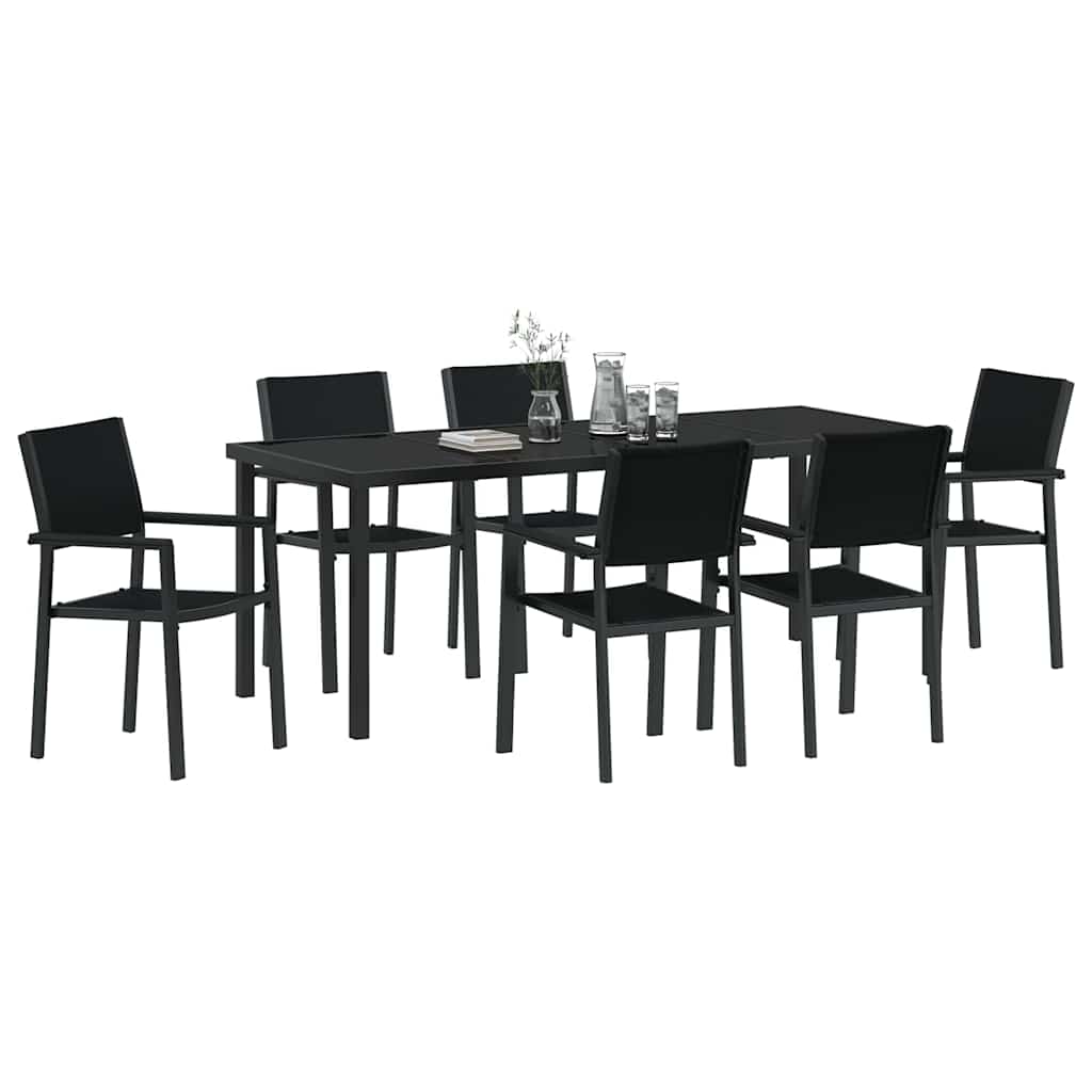 Ensemble de salle à manger pour jardin 7 pcs Noir - XIOS
