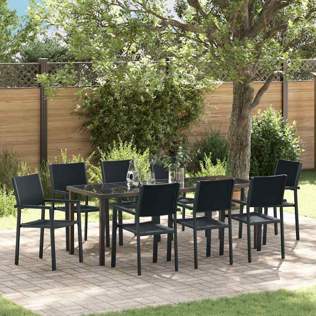 Ensemble de salle à manger pour jardin 9 pcs Noir - XIOS