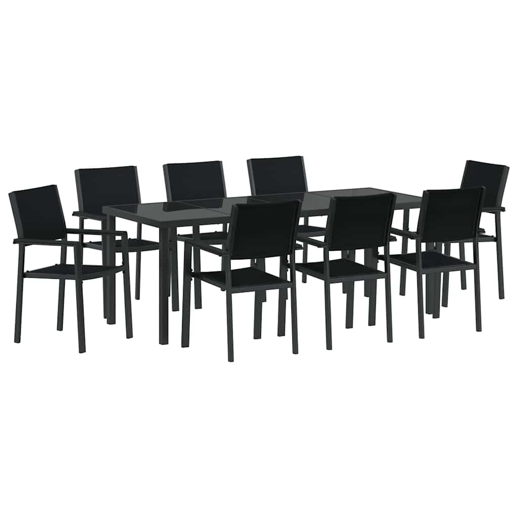 Ensemble de salle à manger pour jardin 9 pcs Noir - XIOS