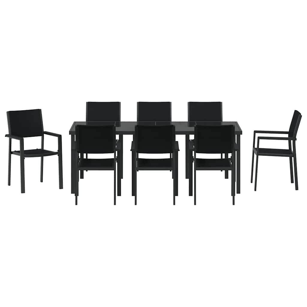 Ensemble de salle à manger pour jardin 9 pcs Noir - XIOS