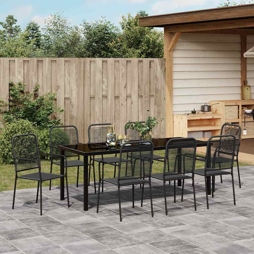 Ensemble de salle à manger pour jardin 9 pcs Noir - XIOS