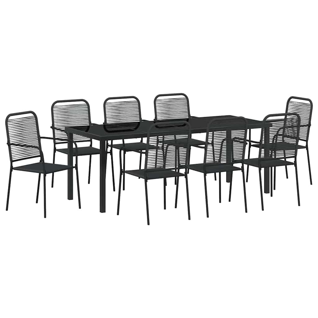 Ensemble de salle à manger pour jardin 9 pcs Noir - XIOS