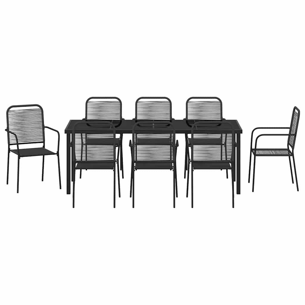 Ensemble de salle à manger pour jardin 9 pcs Noir - XIOS