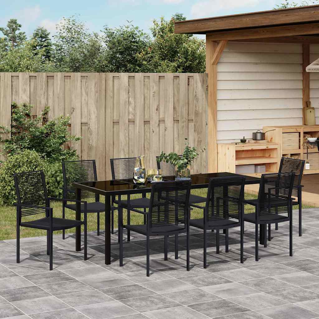 Ensemble de salle à manger pour jardin 9 pcs Noir - XIOS
