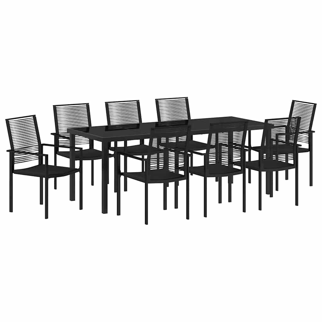 Ensemble de salle à manger pour jardin 9 pcs Noir - XIOS