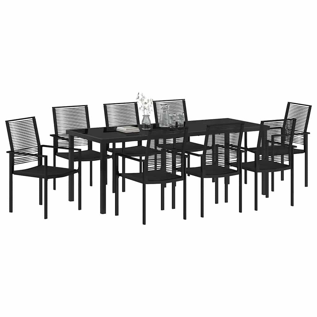 Ensemble de salle à manger pour jardin 9 pcs Noir - XIOS