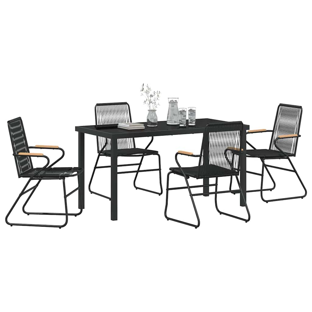 Ensemble de salle à manger pour jardin 5 pcs Noir - XIOS