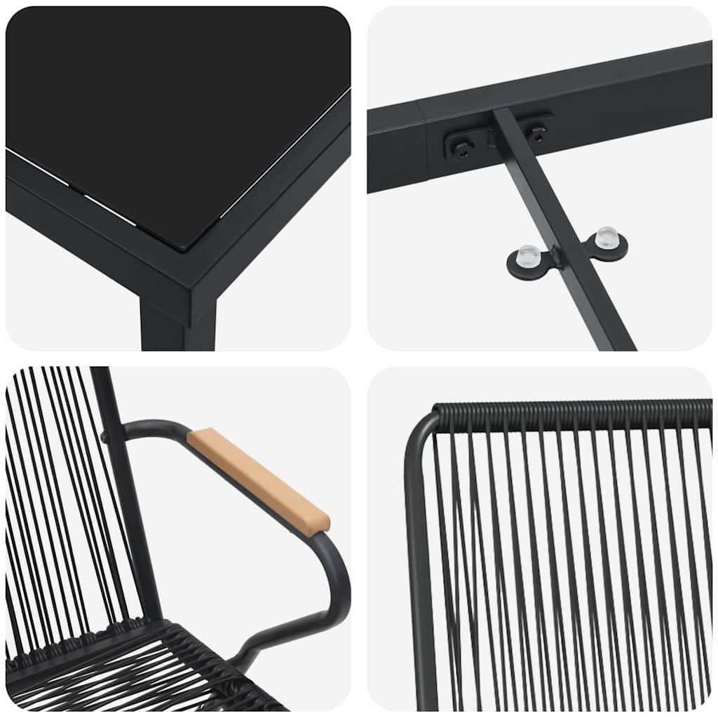 Ensemble de salle à manger pour jardin 5 pcs Noir - XIOS