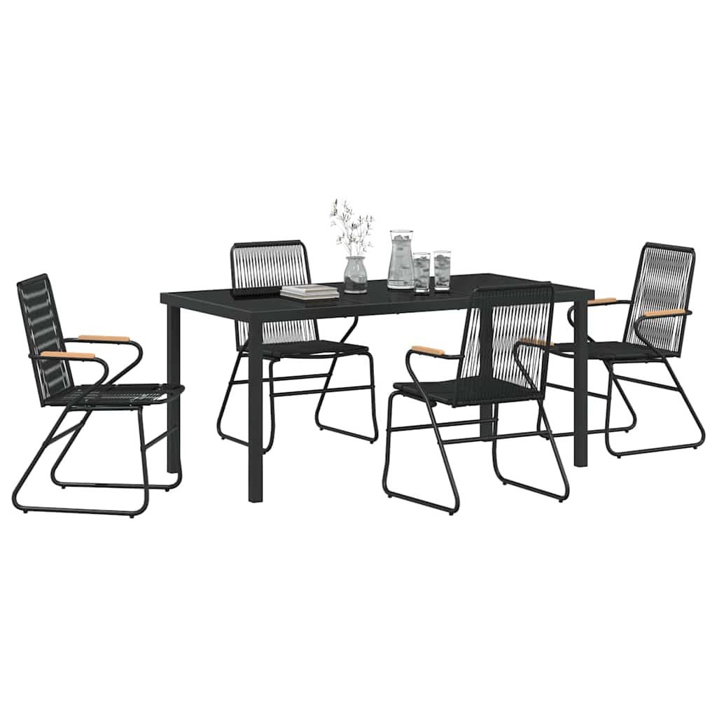 Ensemble de salle à manger pour jardin 5 pcs Noir - XIOS