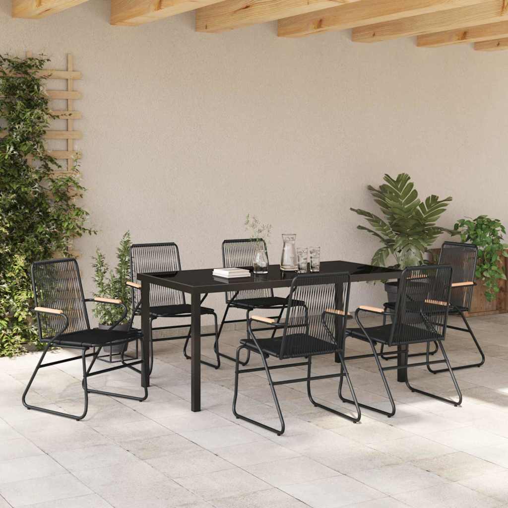 Ensemble de salle à manger pour jardin 7 pcs Noir - XIOS
