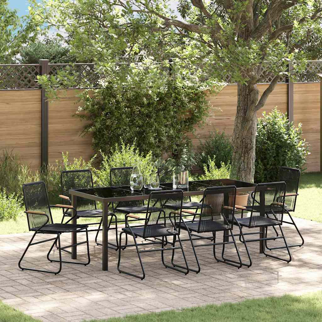 Ensemble de salle à manger pour jardin 9 pcs Noir - XIOS