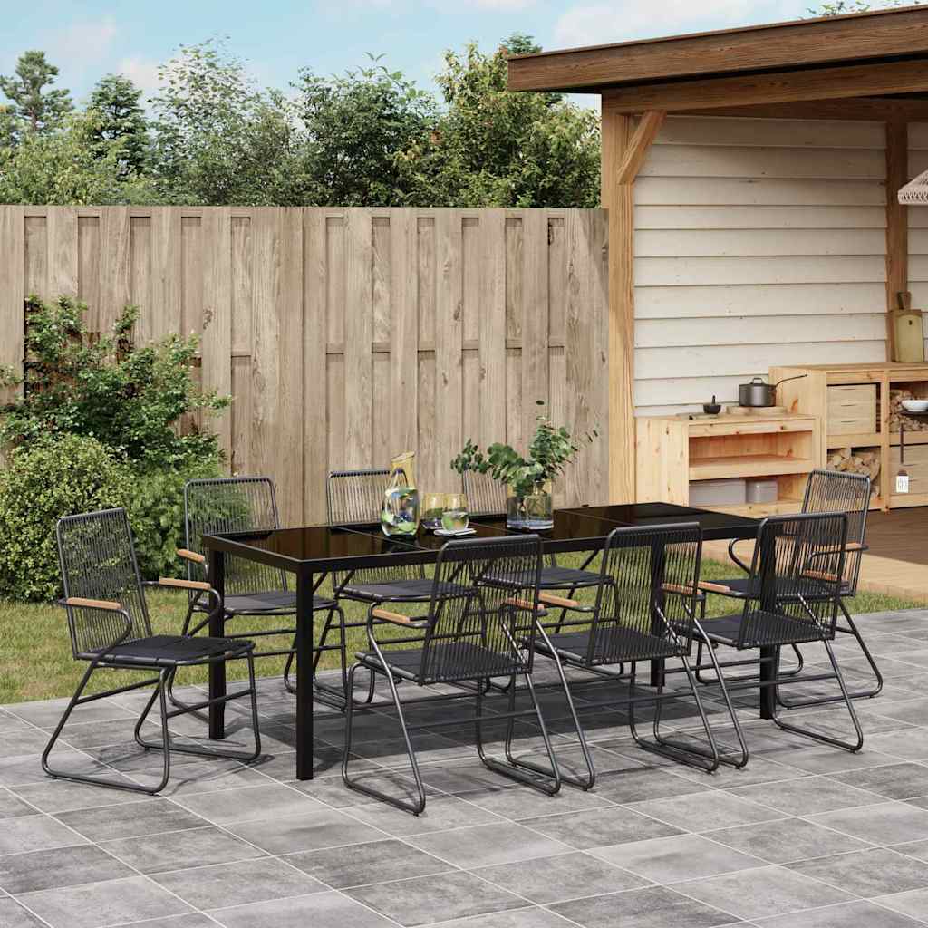 Ensemble de salle à manger pour jardin 9 pcs Noir - XIOS