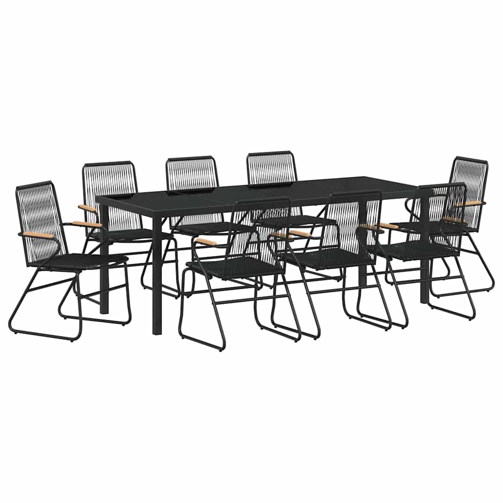 Ensemble de salle à manger pour jardin 9 pcs Noir - XIOS