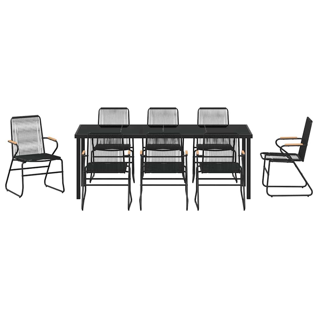 Ensemble de salle à manger pour jardin 9 pcs Noir - XIOS